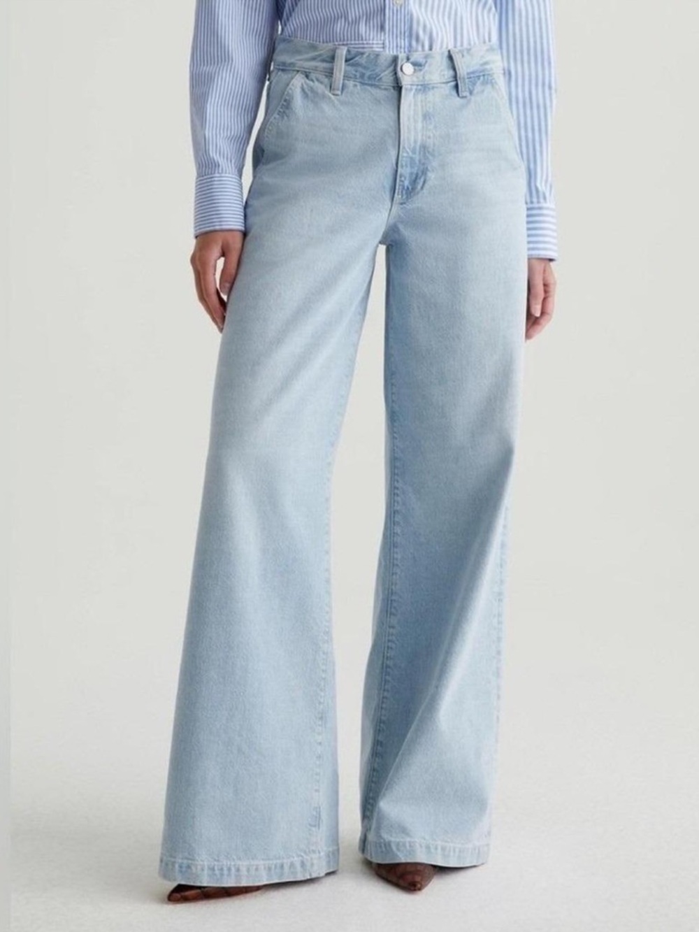 Ag Adriano Goldschmied Stella Low Slung Palazzo Jeans